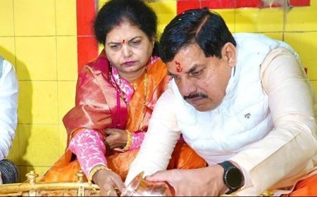 मुख्यमंत्री डॉ.मोहन यादव ने  उज्जैन के बृहस्पति मंदिर में सपत्नीक दर्शन कर पूजा-अर्चना की।